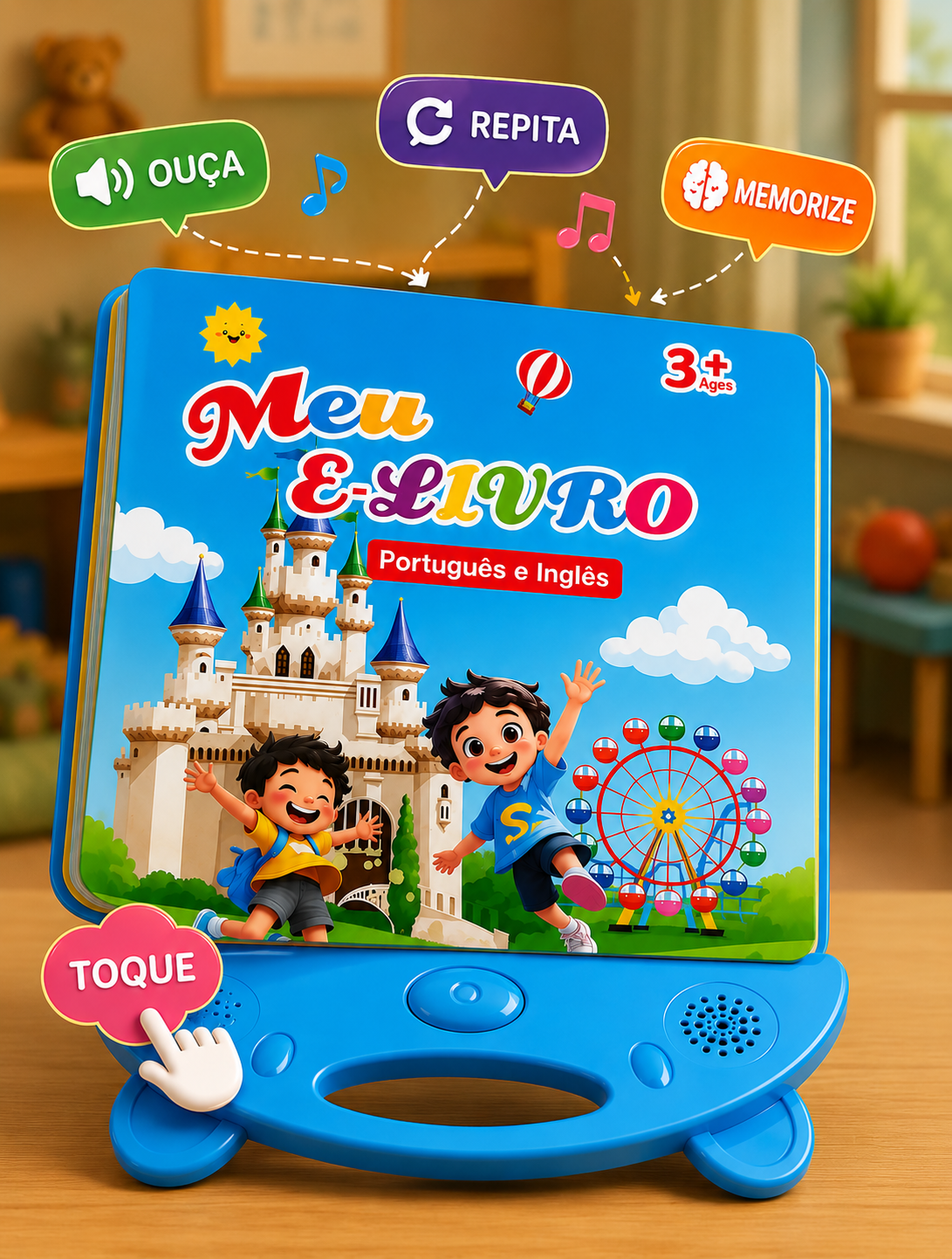 Toque, ouça, repita e memorize com o Livro Sonoro Bilíngue Touch & Sound